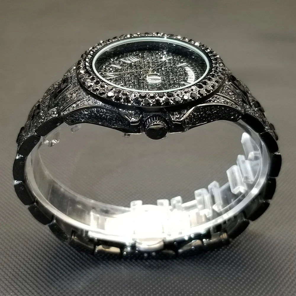 Full Iced Out Watch For Men Luxury Gold Hip Hop Diamond Quartz Mens Watches Waterproof Day Date Clock Best Selling Product 2023