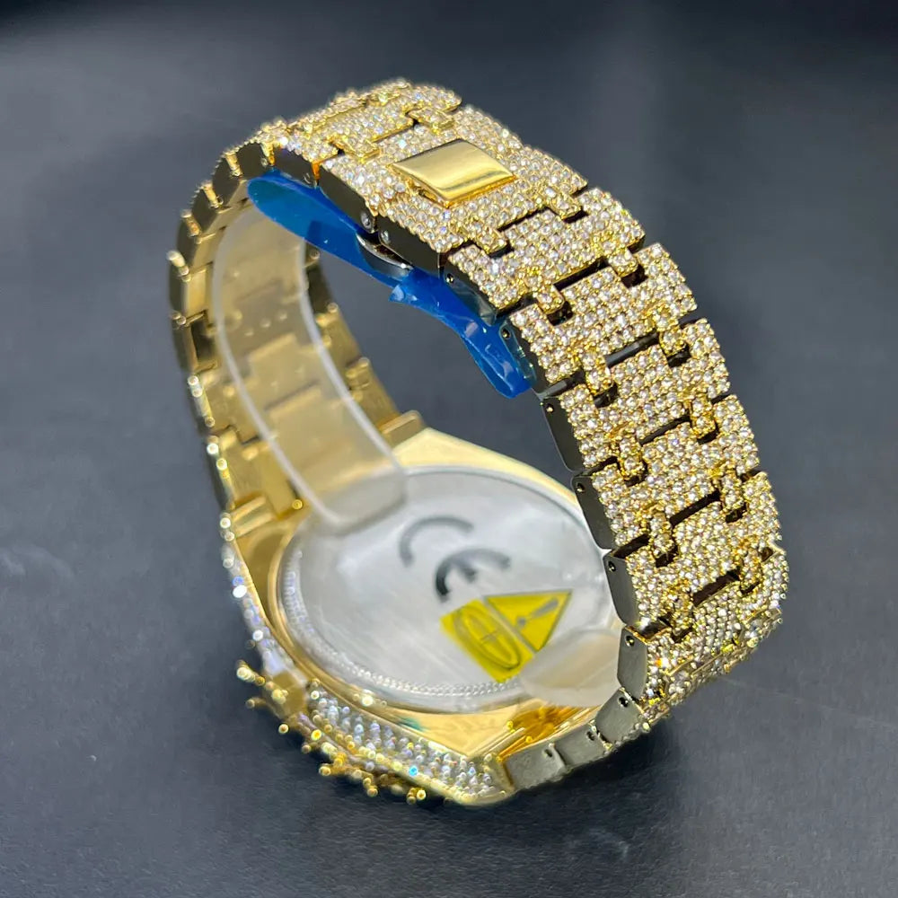 Hot Fashion Full Diamond Watch Men MISSFOX Brand Hip Hop lced Qut Bling Jewelry Flower Quartz Wristwatch For Man Dropshipping