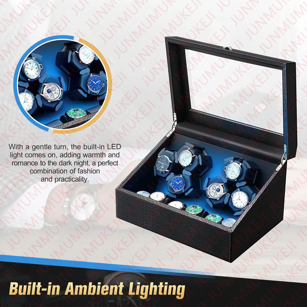 Watch Winder for Automatic Watches Box With Quiet Motor Usb Led PU Leather Mechanical Watch Box Variable Speed