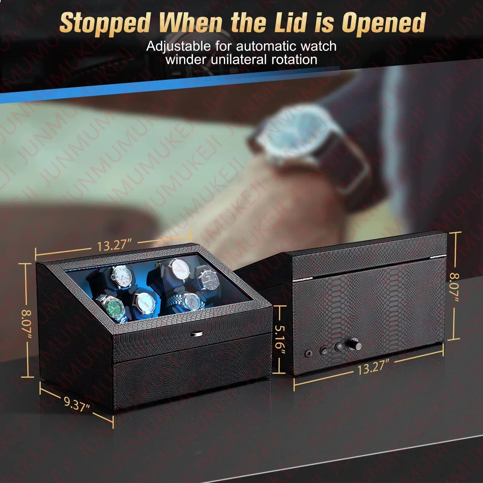 Watch Winder for Automatic Watches Box With Quiet Motor Usb Led PU Leather Mechanical Watch Box Variable Speed