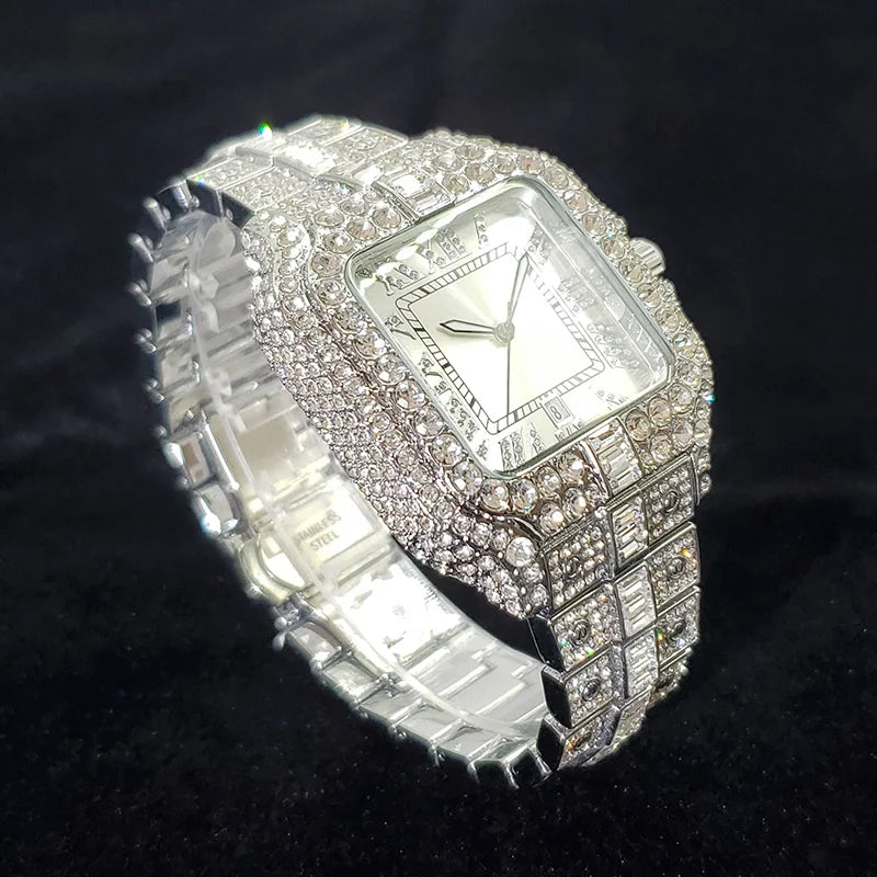 Luxury Brand Diamond Watches for Men Fashion Cool Shiny Silver Jewelry Clock Hip Hop Iced Out Original Reloj Hombre Dropshipping