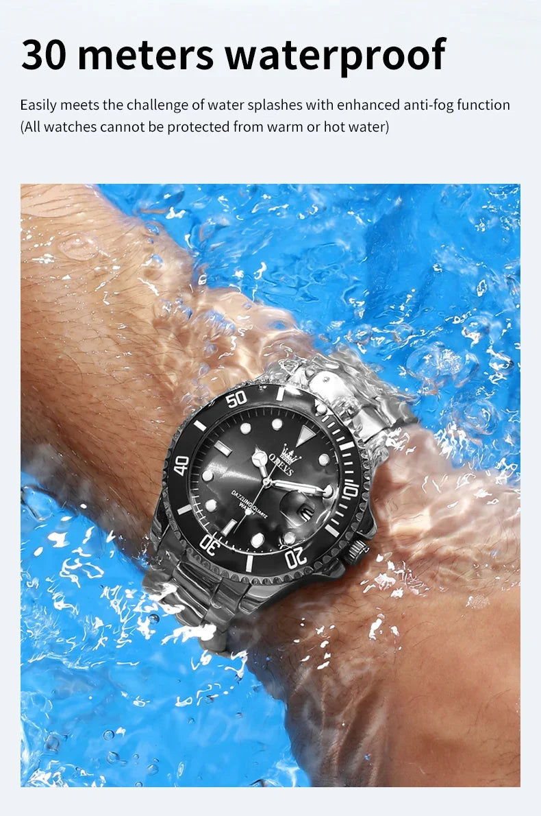 OLEVS 5885 Luxury Waterproof Sport Quartz Watch for Men Stainless Steel Calendar Luminous Mens Wristwatches Relogio Masculino