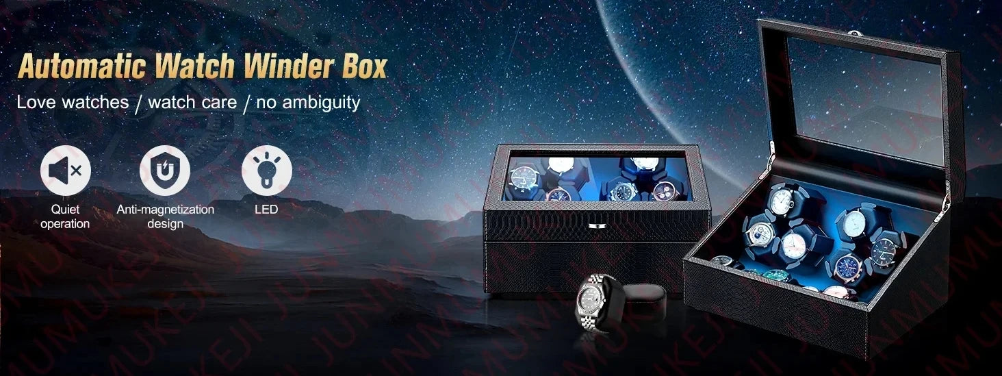 Watch Winder for Automatic Watches Box With Quiet Motor Usb Led PU Leather Mechanical Watch Box Variable Speed