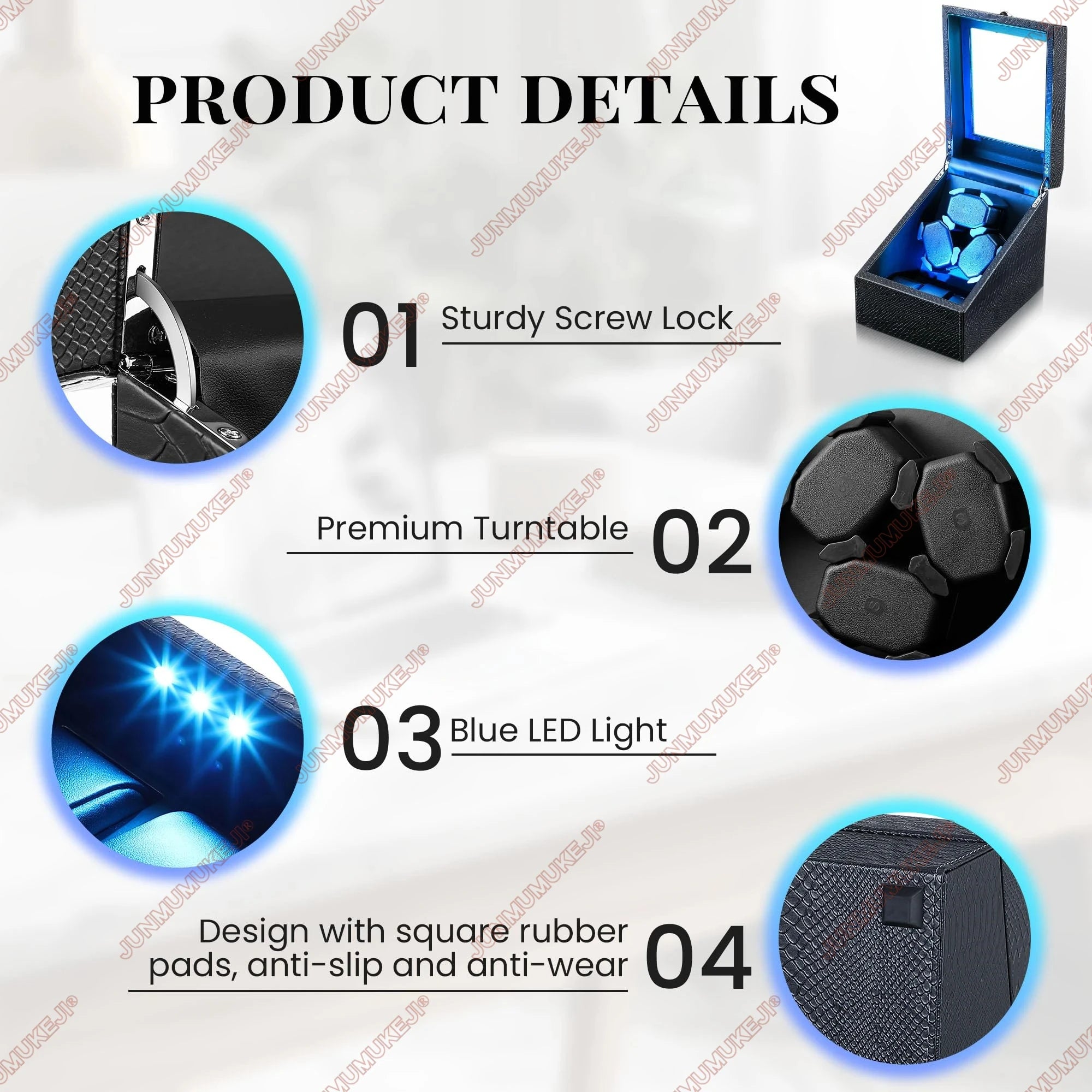 Watch Winder for Automatic Watches Box With Quiet Motor Usb Led PU Leather Mechanical Watch Box Variable Speed