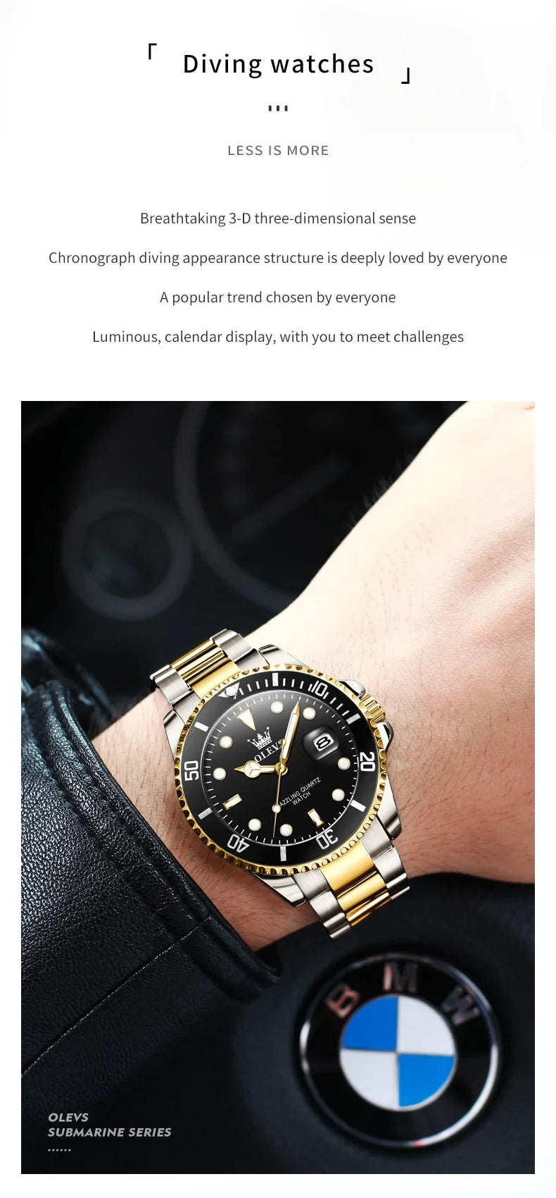 OLEVS 5885 Luxury Waterproof Sport Quartz Watch for Men Stainless Steel Calendar Luminous Mens Wristwatches Relogio Masculino