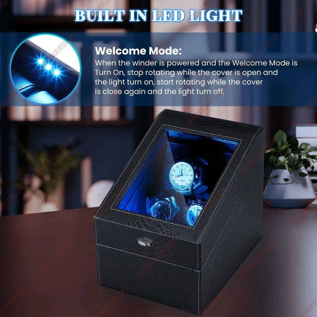 Watch Winder for Automatic Watches Box With Quiet Motor Usb Led PU Leather Mechanical Watch Box Variable Speed