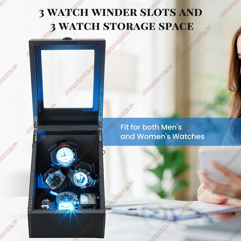 Watch Winder for Automatic Watches Box With Quiet Motor Usb Led PU Leather Mechanical Watch Box Variable Speed