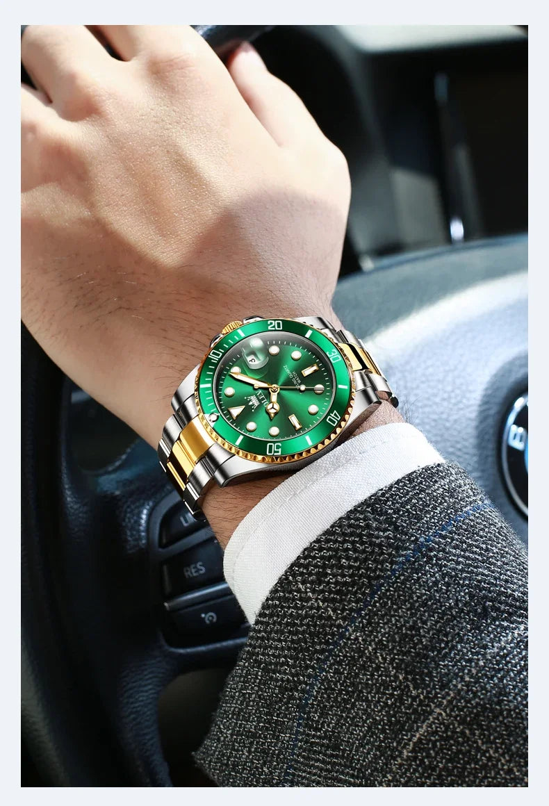 OLEVS 5885 Luxury Waterproof Sport Quartz Watch for Men Stainless Steel Calendar Luminous Mens Wristwatches Relogio Masculino