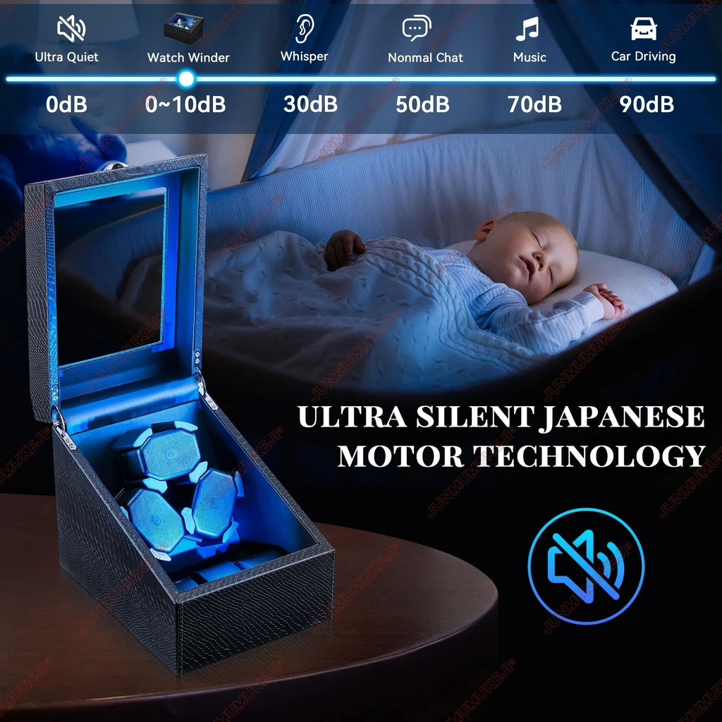 Watch Winder for Automatic Watches Box With Quiet Motor Usb Led PU Leather Mechanical Watch Box Variable Speed