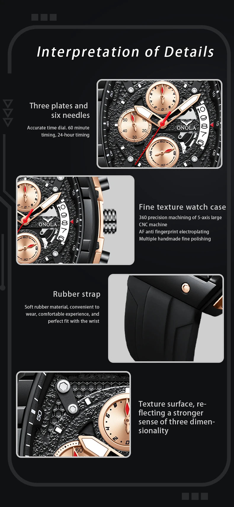 ONOLA Original Top Brand Men Watch Digital Quartz Watch Men Luminous Waterproof Date Watch Men's Sports Watch Reloj