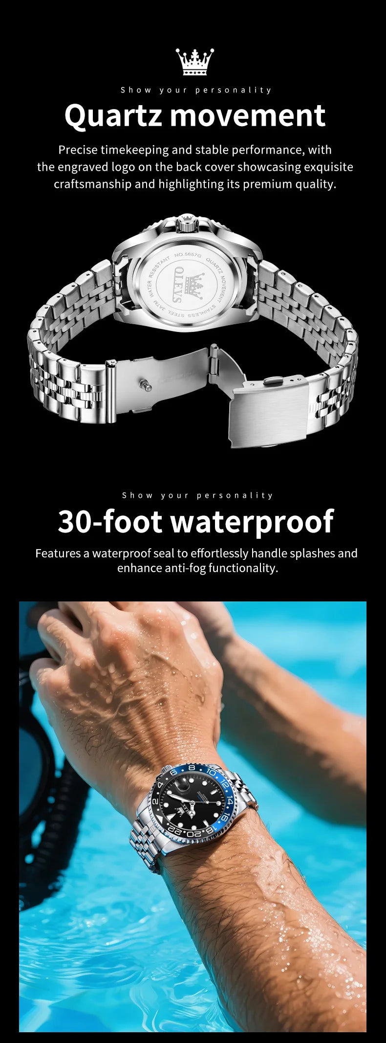 OLEVS Luxury Top Brand Original Quartz Mens Watches Stainless Steel Waterproof Luminous Auto Date Hand Clock for Man Trendy 5657