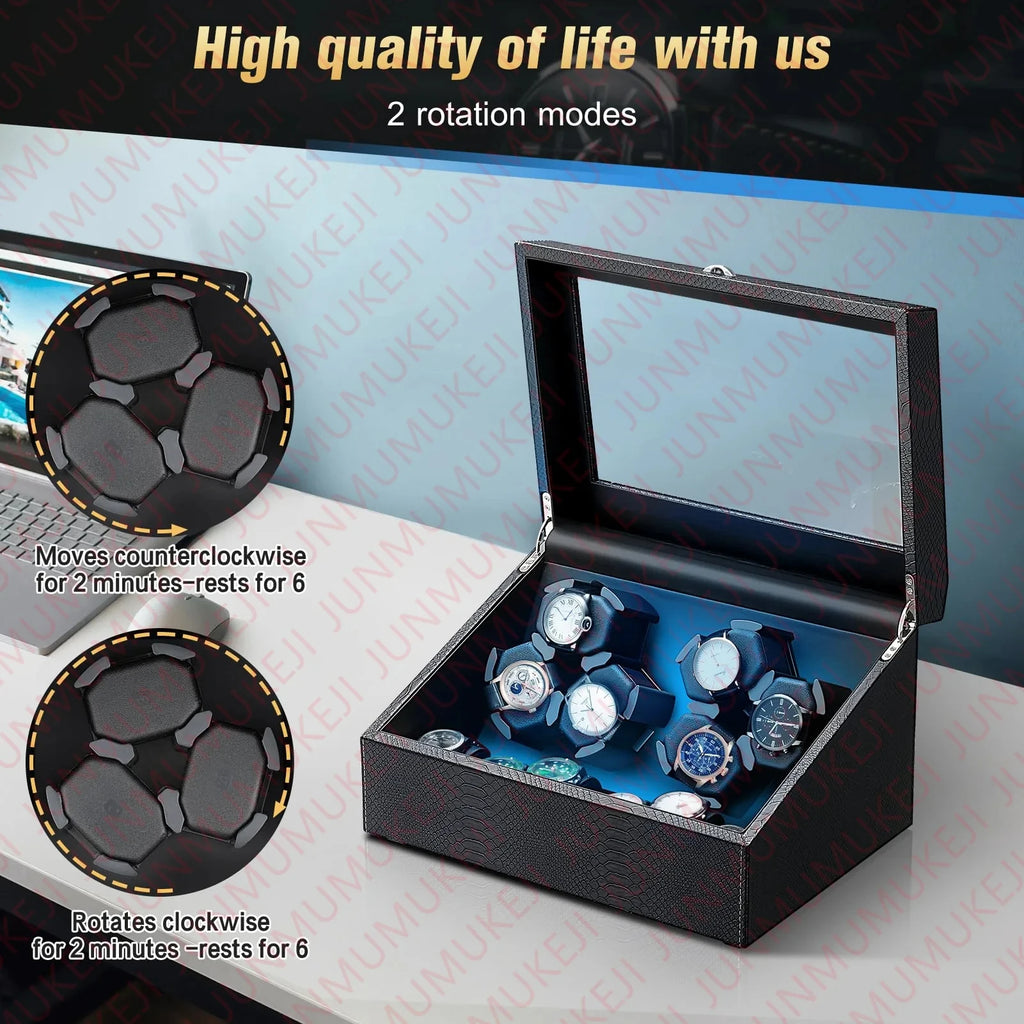 Watch Winder for Automatic Watches Box With Quiet Motor Usb Led PU Leather Mechanical Watch Box Variable Speed