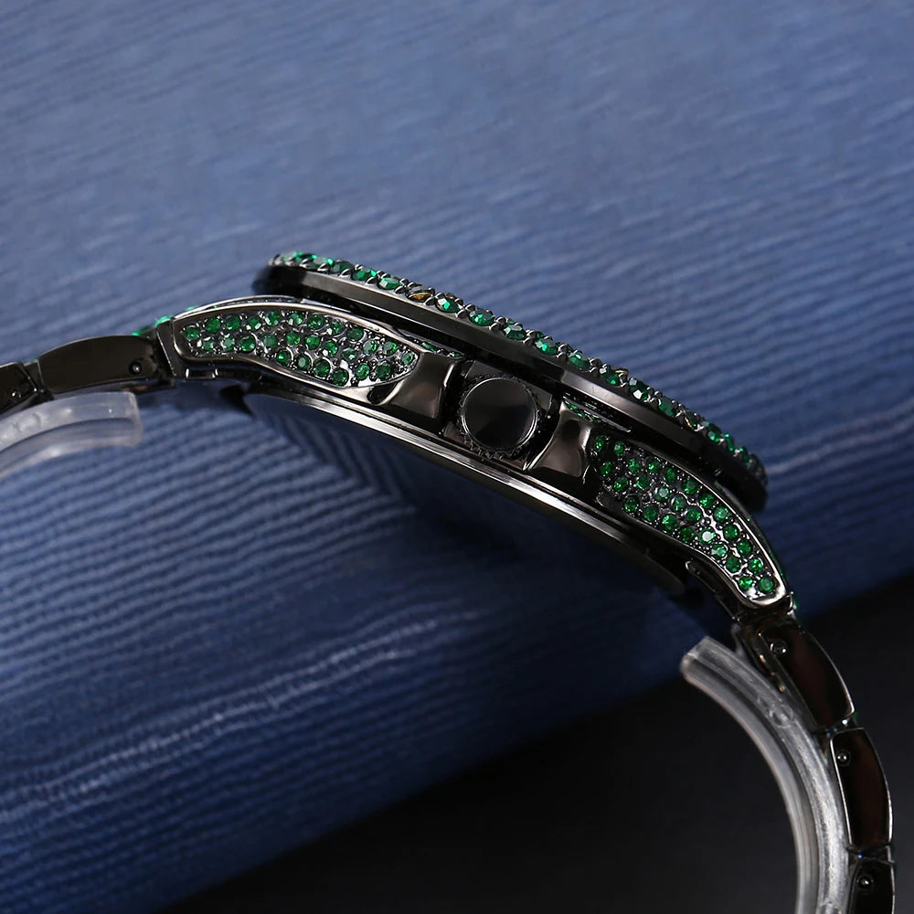 2024 MISSFOX Luxury Iced Out Watches Men Fashion Automatic Date Quartz Wristwatch Man Hip Hop Diamond Clock Reloj Free Shipping