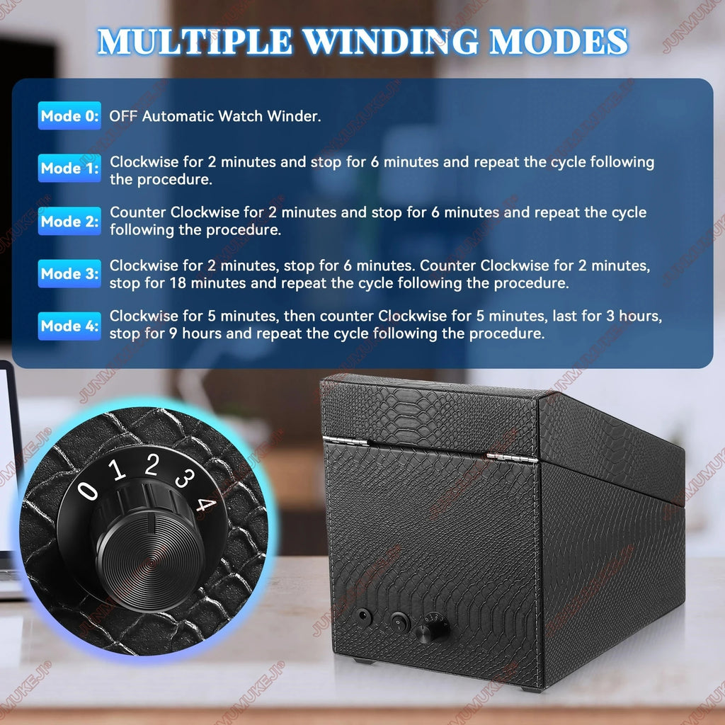 Watch Winder for Automatic Watches Box With Quiet Motor Usb Led PU Leather Mechanical Watch Box Variable Speed