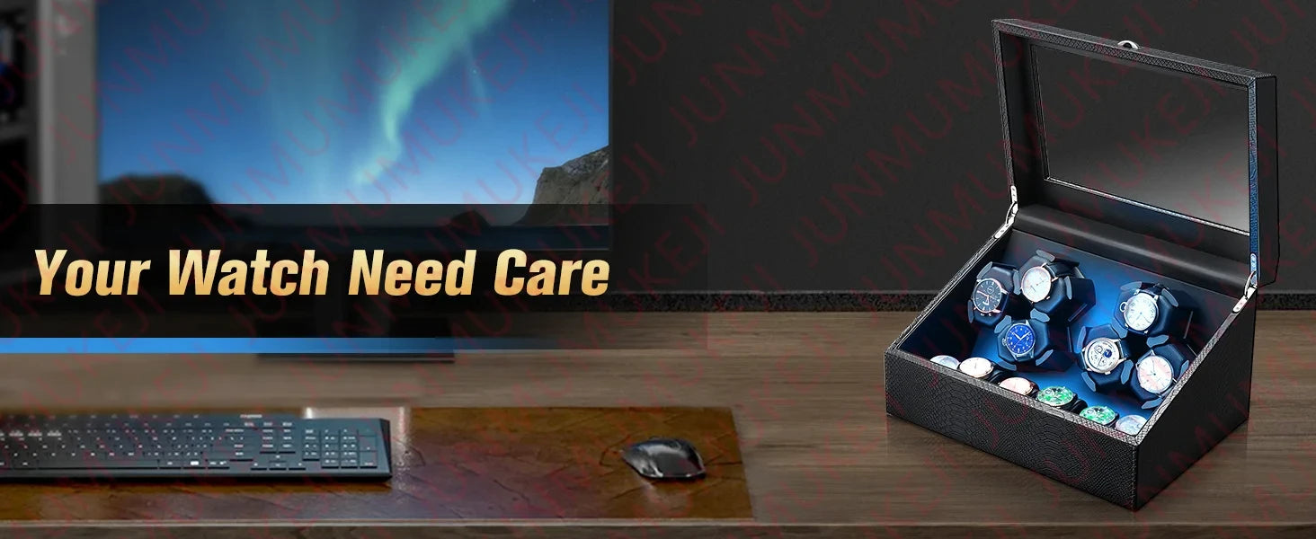 Watch Winder for Automatic Watches Box With Quiet Motor Usb Led PU Leather Mechanical Watch Box Variable Speed