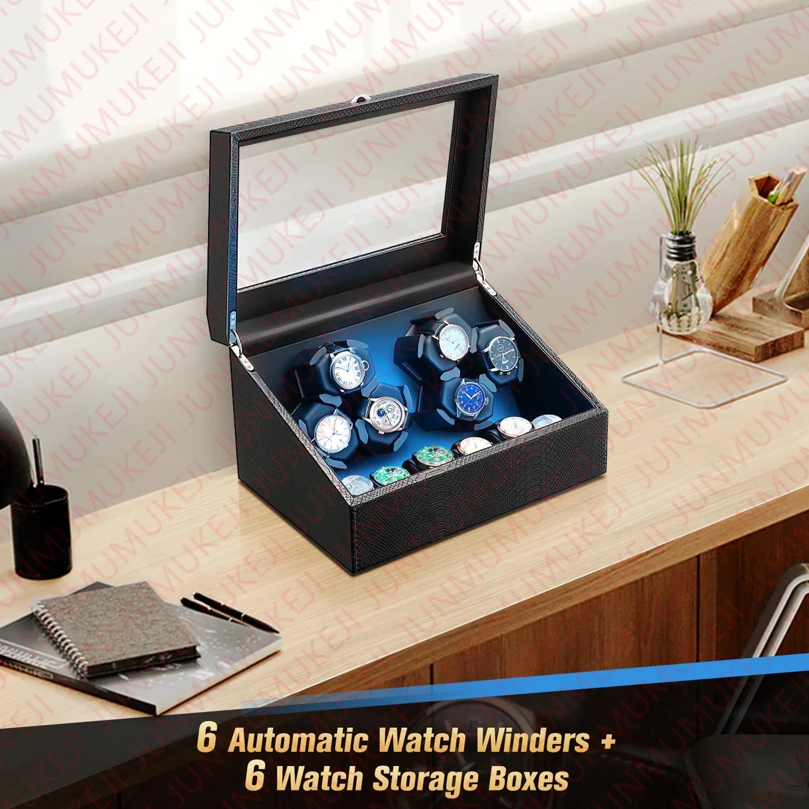 Watch Winder for Automatic Watches Box With Quiet Motor Usb Led PU Leather Mechanical Watch Box Variable Speed